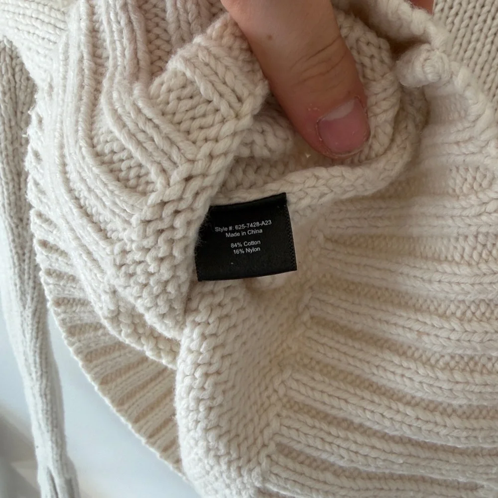 Jenni Kayne Cotton Blend Turtleneck Ivory Sweater - XS